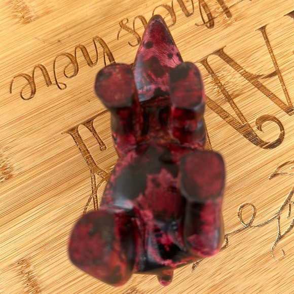 Rhino Hand Carved Wooden in Hues of Red and Black Small Shelf or Table Decor - Picture 16 of 16